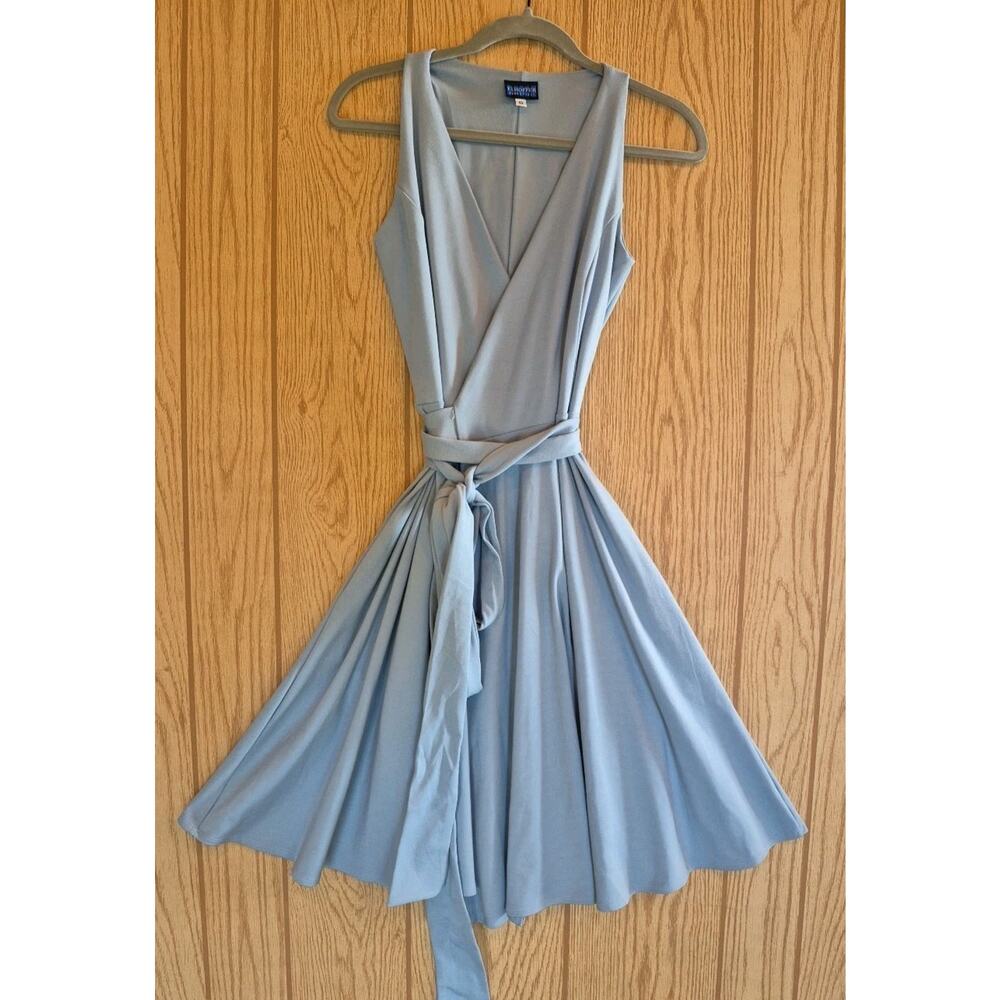 Elhoffer Designs Essentials Blue True Wrap Dress Knee Length Size Small PERFECT